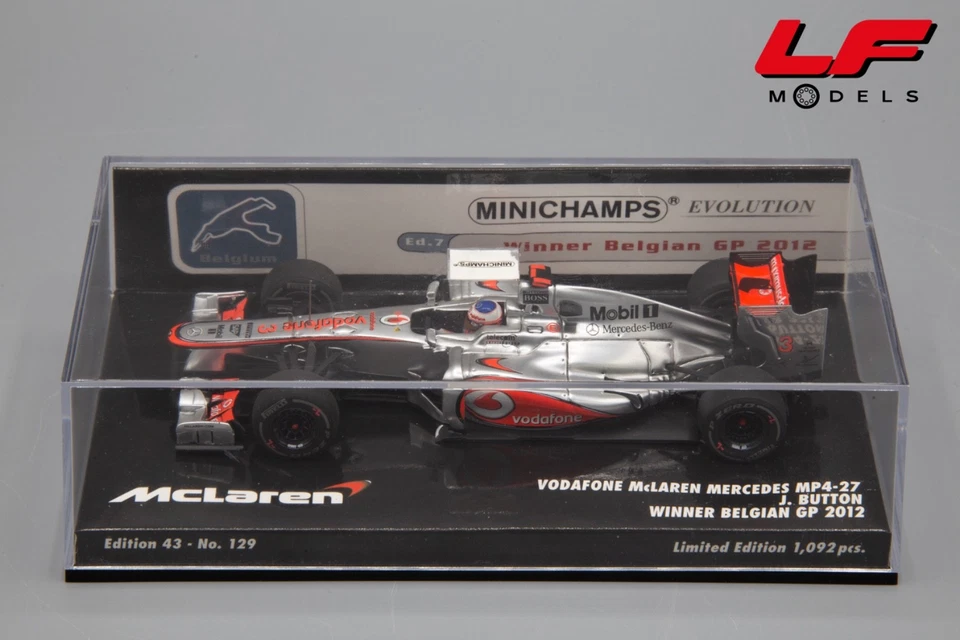 1:43 McLaren Mercedes MP4-27 J. Button Winner Belgian GP 2012 - Minichamps - Immagine 3 di 3