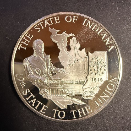 The State Of Indiana Art Münze.925 Sterling Silber 33,6 Gramm - K16484