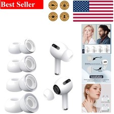 4 Pairs White Silicone Ear Tips for AirPods Pro with Noise Reduction Feature
