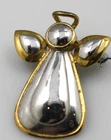 Vintage 925 Sterling Silver two tone Angel with halo wings pin brooch pendant
