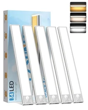 5 Pack Under Cabinet Lighting,Rechargeable Motion Sensor Light Indoor,3 Color...