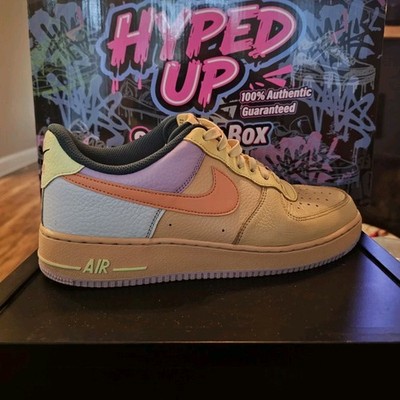 Nike Air Force 1 Low Top Men s Sneakers Beige Pink Purple Colorblock Lace Up