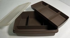 Vintage Tupperware Tuppercraft Organizer Brown 767-2 Stow N Go W/Lid and Tray