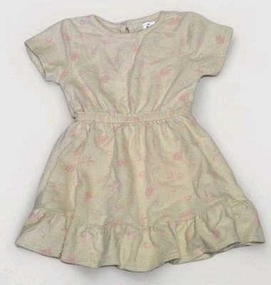 Gerber Seashell Dress Pink & Beige Girls Size 2T Cotton Sun Dress Beach Pool Fun