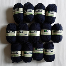 Lot 13 pelotes de laine – Phildar – bleu marine – 100% laine vierge peignée