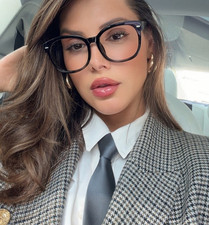 Flat Top Huge Big Oversized XXL Square "ANGELINA" Eyeglasses Clear SHADZ Gafas