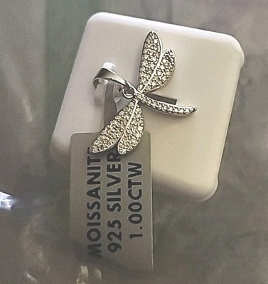 1 Karat runder echter Moissanit 925 Sterling Silber Libelle CHARM.BESSER IN PERSON