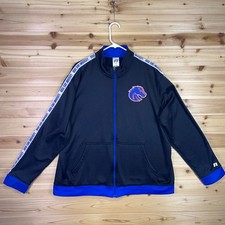 Boise State University Broncos Jacket Mens XL Black Collared Zip Up Long Sleeve