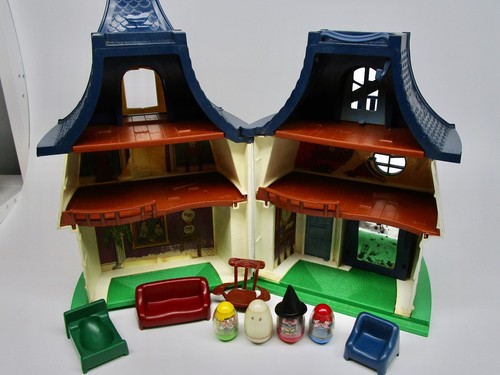 Vintage Weebles Haunted House Hasbro 1976 ghost witch hat scared boy girl faded