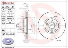 1X Bremsscheibe BREMBO 09.A427.31 für VOLVO V60 I (155) 2 2015-2018