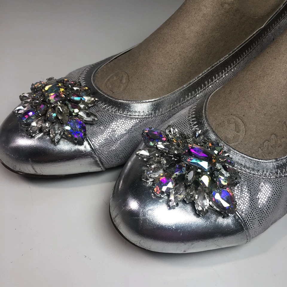 MODA в Pelle со стразами балетки 40 серебро блестящий блестящий 9,5 - Изображение 4 из 4