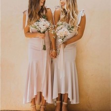 Show Me Your Mumu Barcelona Ruffle Gown XS Color Beige Gown Bridesmaid Dress