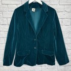 Vintage Nikki Schoolboy Velvet Blazer Size M Turquoise Green Two Button Academia
