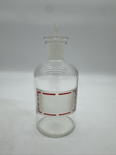 Vintage APOTHECARY Jar Bottle and Stopper Ground Glass PYREX T-24 painted label