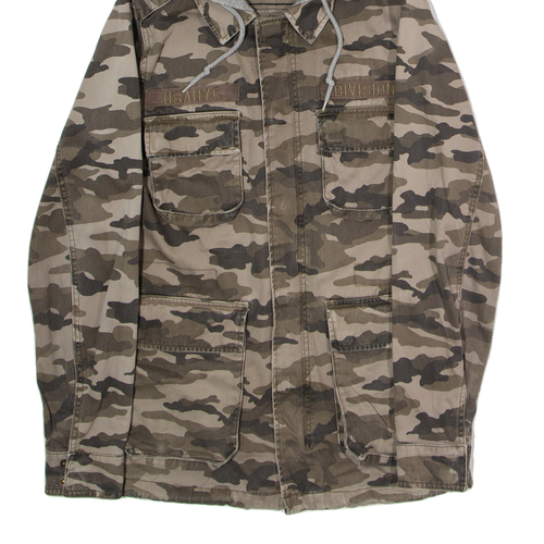 H&M DIVIDED Giacca Militare Uomo Beige Twill con Cappuccio Mimetica S - Foto 5 di 6