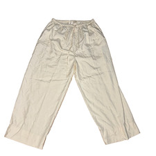 Soft Surroundings 100% Silk Wide Leg Pants Womens Plus 1X Ivory Drawstring