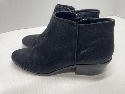 Sam Edelman Black Dyed Cow Fur Petty Zipper Ankle Booties size 8.5 EUC