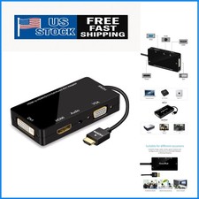 Synchronized HDMI to VGA/DVI Adapter - 4-in-1 Display Converter for Laptops