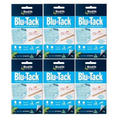 6-Pack Blu-Tack Reusable Adhesive (75g/pc) 