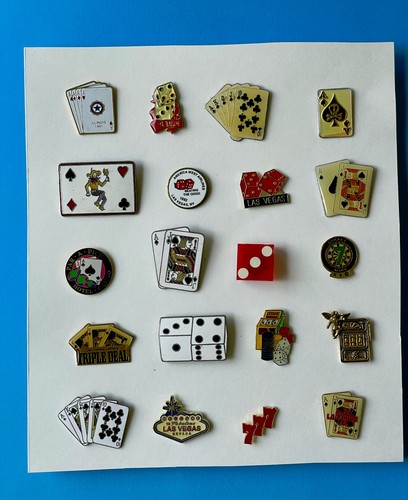 20 Vintage Las Vegas Royal Flush Casino Poker Playing Cards Gambling Lapel Pins