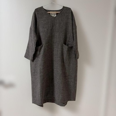 ICHI Antiquites Wool Linen Dress Wide  Free size Long Sleeve From Japan Used