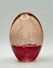 Art Glass Egg Paperweight Pink Controlled Bubble Studio Glass Ornament