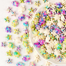 170Pcs 6 Styles Turquoise Turtle Starfish Beads Summer Beach Ocean Animal Sea