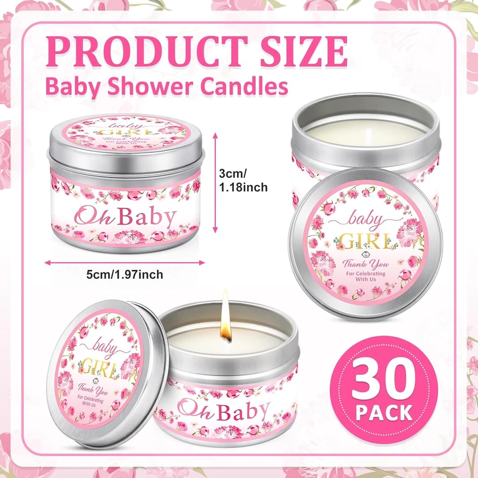Paquete de 30 velas perfumadas con lavanda para fiestas de baby shower, favores para baby shower Foto 2 de 4