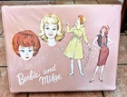 1963 Vintage Fashion Queen Barbie & Midge Rare Pink Case w/dolls, accessories