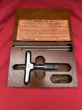 Lufkin 513 0'' to 3'' Micrometer Depth Gauge Set with Wooden Box NICE