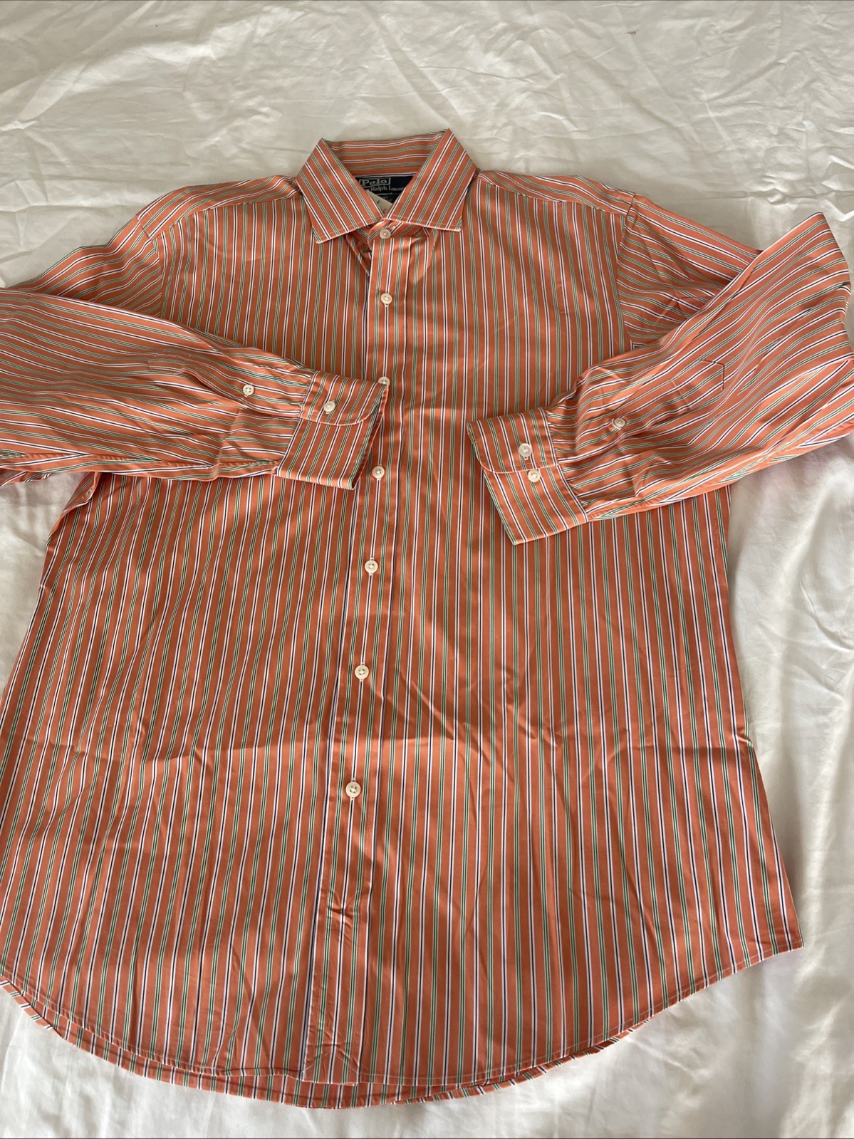 Ralph Lauren Regent Fit 100% Cotton Orange Multi Long Sleeves Men’s Shirt thumbnail 11