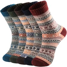 Clothirily 5 Pairs Wool Socks, One Size, B-5 Pairs,classic Style, 6-10