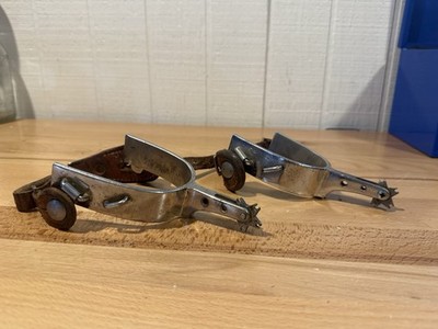 Vintage Kelly 215 Bull Riding Spurs w/  Leather Straps  Rodeo  Western, Cowboy