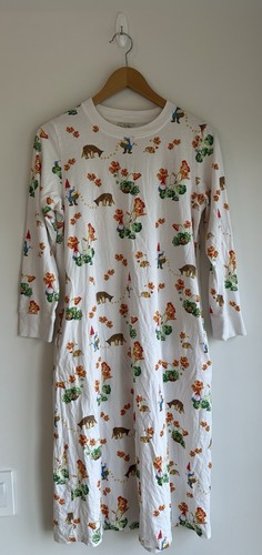 Camicia da notte Cuddledown 100% cotone Pima manica lunga media stampa gnomo tasche