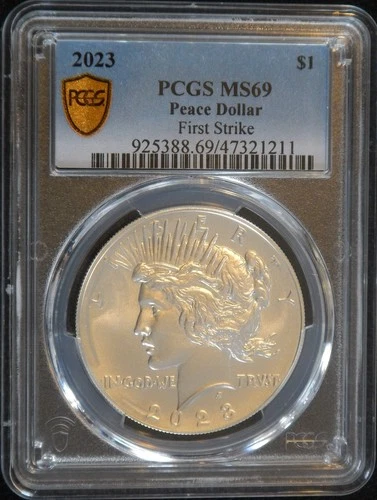 2023 PCGS MS69 Peace Dollar 💠First Strike💠💥RARE STRUCK THRU ERROR💥 (26-041)