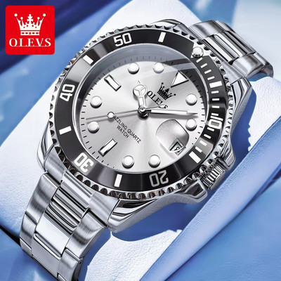 44MM Luxury Men's Diver Quartz  Waterproof Stainless Steel Sport Wristwatch