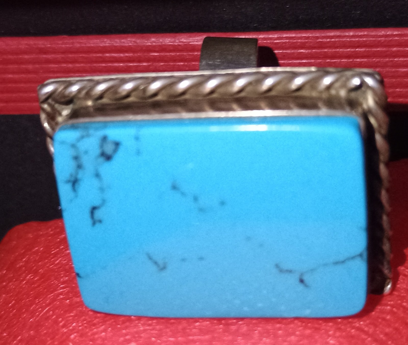 Large adjustable Texaco Sterling Silver Ring  Tur… - image 5