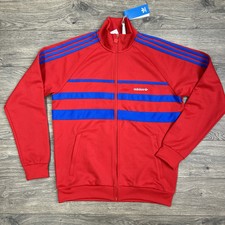 Adidas Originals First Track Jacket Size Medium Mens Red Blue Full Zip 90