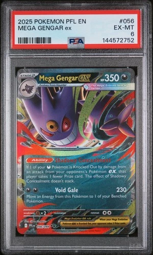 2025 POKEMON PFL EN-PHANTASMAL FLAMES #056 MEGA GENGAR EX PSA 6