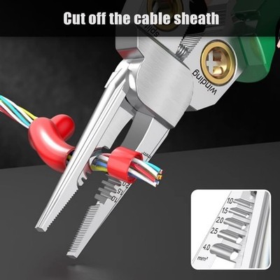Multifunctional Wire Stripper Twister Green Voltage Tester Cable Pliers