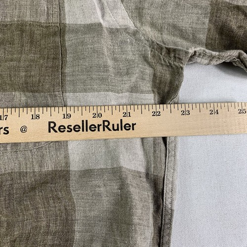 vtg Gitman Bros Shirt Mens Large Linen Nordstrom Camp Beige Check Short sleeve - Picture 6 of 8