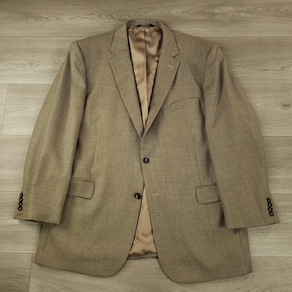 Jos A Bank Sport Coat Men's Size 48L Wool Houndstooth Two Button Single Vented - Image 2 of 4