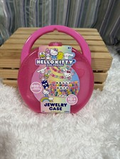 Hello Kitty Friends Pink Sparkle Clear Jewelry Case W/ 200 Accessory New