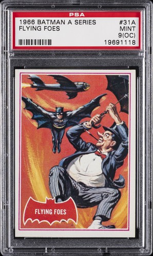 1966 Topps Batman Red Bat #31A Flying Foes — PSA 9 (OC)
