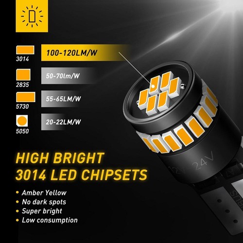2x Auto SMD Yellow 12V LED car light Bulbs For LED Indicator Light T10 Bulbs - Picture 5 of 9