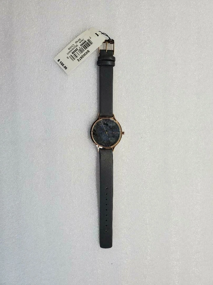 SKAGEN ANITA GREY MARBLED DIAL GREY LEATHER STRAP WOMEN'S WATCH SKW2672 NEW - Image 3 of 4