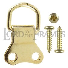 Brass Plated Double D Rings Optional Screws Picture Framing Frame Hanging DRings