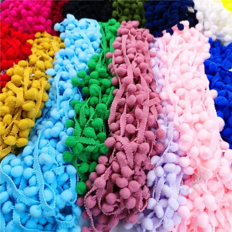 Pom Pom Lace Trim Balls Sewing Fabric Laces Garments Bags Pompoms Ball 2 Yards