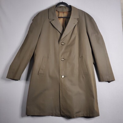 Vintage Nino Diolen Trench Coat Nino-Flex Mens Size L Brown Cotton
