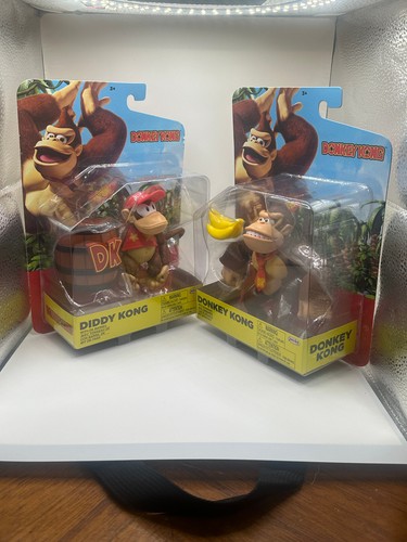Donkey Kong W/ Bananas & Diddy Kong Barrel 4" Nintendo Jakks Pacific- BRAND NEW - 第 1/6 張圖片